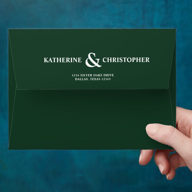 Elegant Foliage Botanical Forest Green Wedding Envelope (Hand)