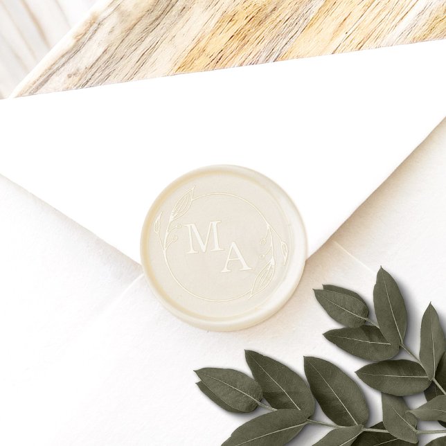 Elegant Foliage Bride & Groom Initials Wedding Wax Seal Sticker (🌿Add a touch of nature-inspired elegance to your invites with our Monogram Wax Seal Stickers.)