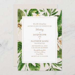 Elegant  Foliage Bride Parents Cream & Gold  Invitation