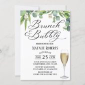 Elegant Foliage Brunch & Bubbly Bridal Shower Invitation (Front)