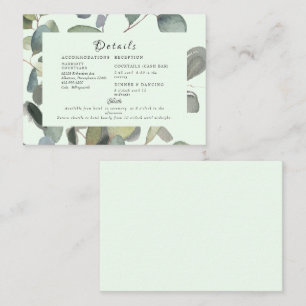 Elegant Foliage Cash Bar & Shuttle Mint Enclosure  Card