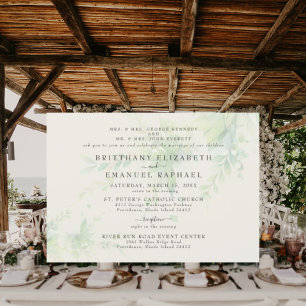 Elegant Foliage Cream Parents Horizontal Wedding Invitation