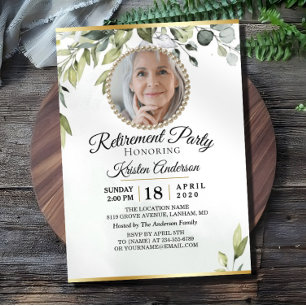 Elegant Foliage Eucalyptus Retirement Party Invitation