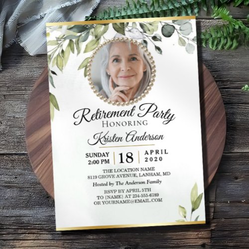 Elegant Foliage Eucalyptus Retirement Party Invitation