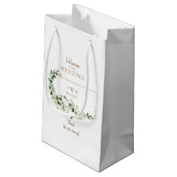 Elegant Foliage &amp; Gold Wedding Favor Thank You Small Gift Bag