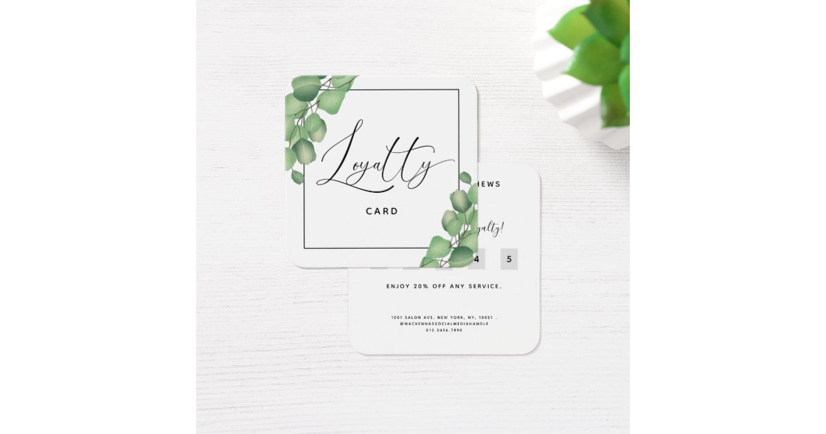 Elegant Foliage Greenery Botanical Loyalty Card | Zazzle