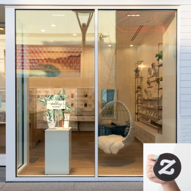 Elegant Foliage Greenery Wedding Planner Window Cling (Store Window)