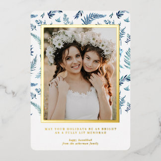 Elegant Foliage | Hanukkah Photo Collage Card