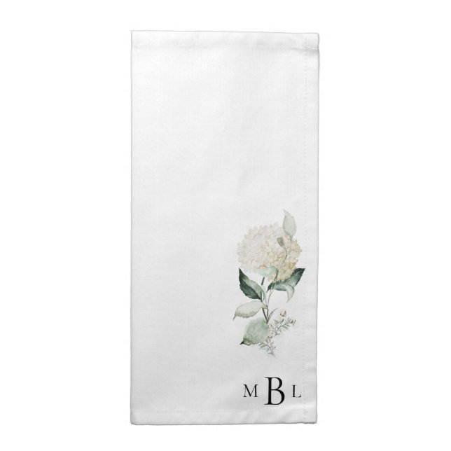 Elegant Foliage & Hydrangea Monogram  Cloth Napkin (Half Fold)