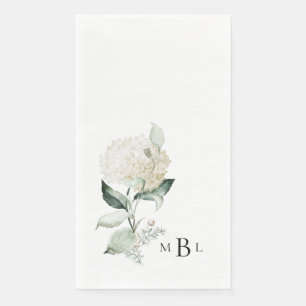 Elegant Foliage & Hydrangea Monogram Wedding Paper Guest Towels
