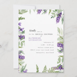 Elegant Foliage & Lavender Bridal Shower Invitatio Invitation