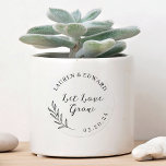 Elegant Foliage Let Love Grow Wedding Favor Classic Round Sticker<br><div class="desc">Custom-designed wedding favor stickers and labels for plants,  seeds,  and succulent favors featuring rustic elegant foliage design with custom names and wedding date.</div>