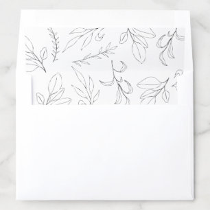 Elegant Foliage Lines Black and White Envelope Liner