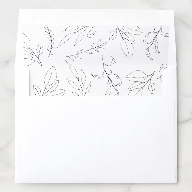 Elegant Foliage Lines Black and White Envelope Liner (In Envelope)