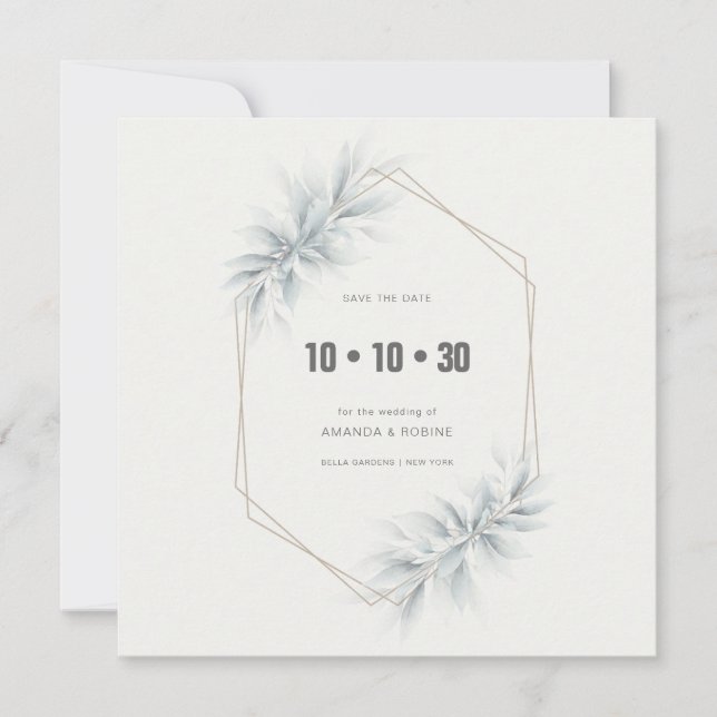 Elegant Foliage Modern Save The Date (Front)