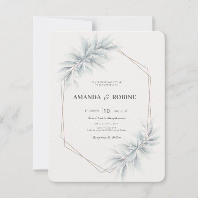 Elegant Foliage Modern Wedding Invitation (Front)