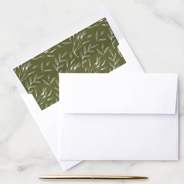 Elegant Foliage | Olive Green Envelope Liner (Desk)