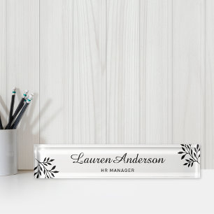 Elegant Foliage Personalized Desk Name Plate