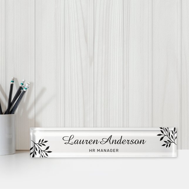 Elegant Foliage Personalized Desk Name Plate (Creator Uploaded)