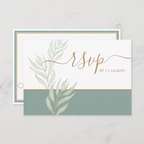 Elegant Foliage Sage Green Wedding RSVP Card