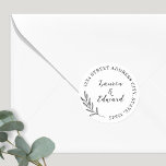 Elegant Foliage Wedding Address Classic Round Sticker<br><div class="desc">Custom-designed wedding round address stickers for wedding envelopes and save the dates featuring rustic elegant foliage design with custom name and address.</div>