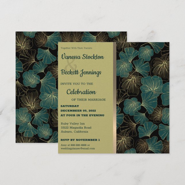 Elegant Foliage Wedding Invitation (Front/Back)