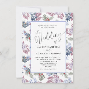 Elegant Foliage Winter Watercolor Wedding Invitation