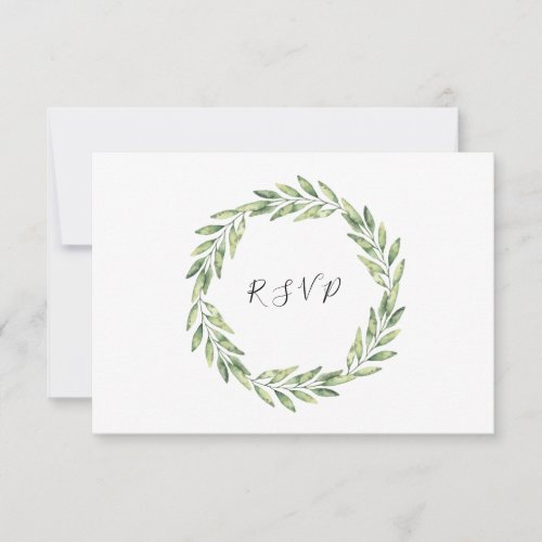 Elegant Foliage Wreath Floral Wedding RSVP Card