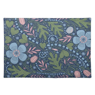 Elegant Folk Art Floral Pattern Vintage Botanical Cloth Placemat