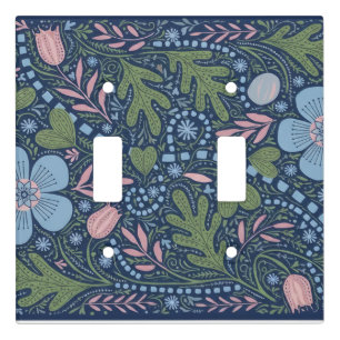 Elegant Folk Art Floral Pattern Vintage Botanical Light Switch Cover