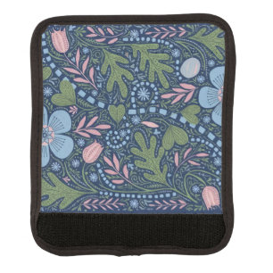 Elegant Folk Art Floral Pattern Vintage Botanical Luggage Handle Wrap