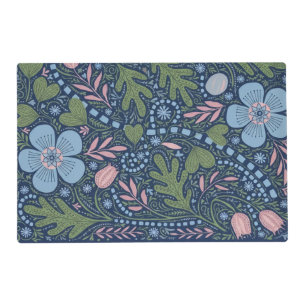 Elegant Folk Art Floral Pattern Vintage Botanical Placemat