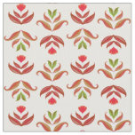 Elegant Folk Art Floral Print Cozy Rustic Autumn Fabric