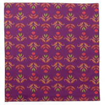 Elegant Folk Art Floral Rustic & Pretty Burgundy