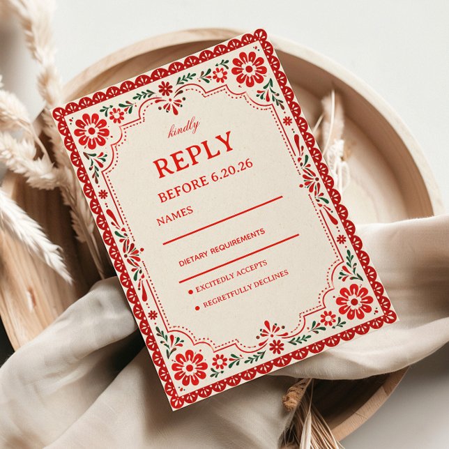 Elegant Folk Botanical Mexican RSVP Card (Creator Uploaded)