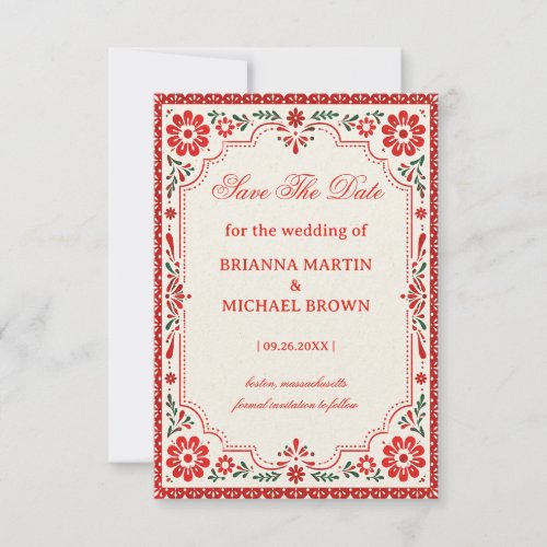 Elegant Folk Botanical Romantic Mexican Save The Date