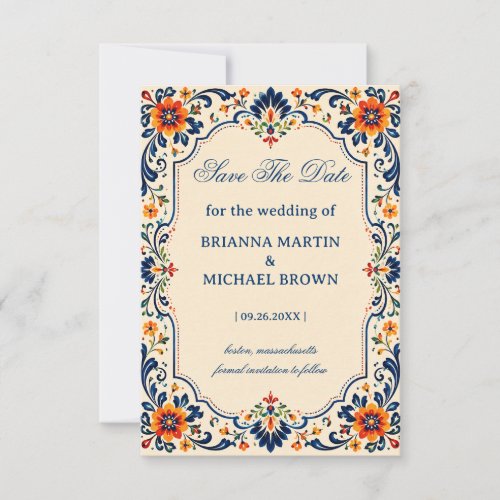 Elegant Folk Botanical Romantic Mexican Save The Date