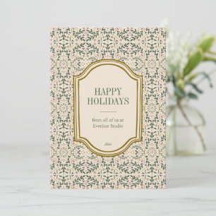 Elegant Folk Floral Corporate Company Business Holiday Card