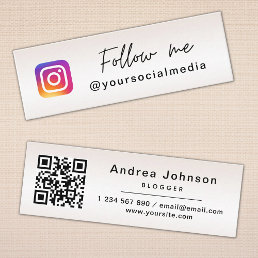Elegant Follow Me Instagram &amp; QR Code Social Media Mini Business Card