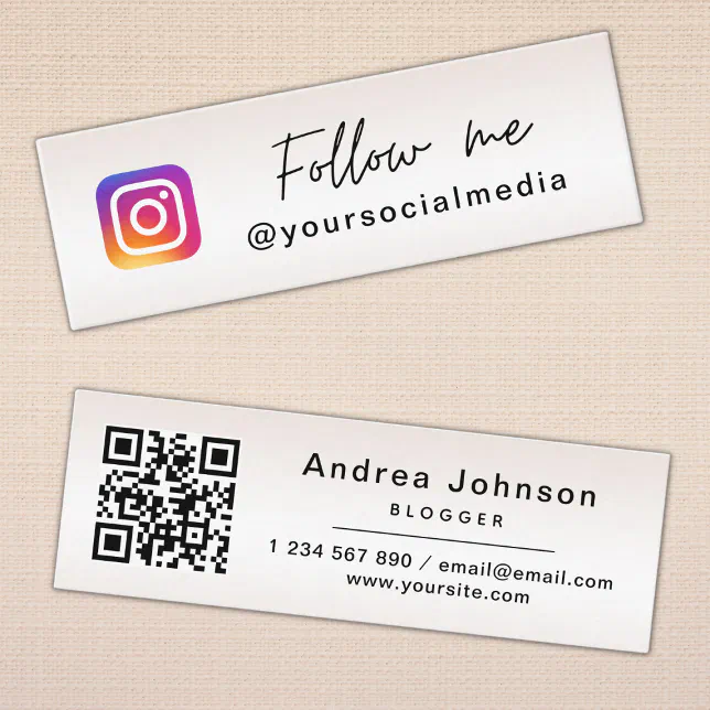 Elegant Follow Me Instagram & QR Code Social Media Mini Business Card ...