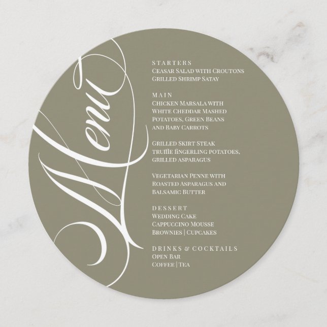 Elegant font modern Menu  (Front)