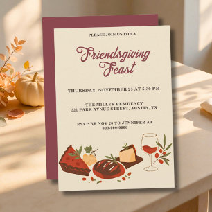 Elegant Food & Wine Friendsgiving Feast  Invitation