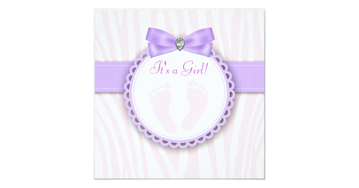 Elegant Footprint Pink And Purple Baby Shower Invitation Zazzle Com