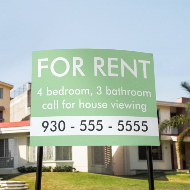 Elegant For Rent Custom Real Estate Agent Sign (real estate for rent broker agency yard sign)