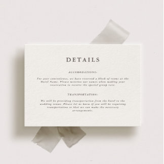 Elegant Forest Brown Wedding Details Card