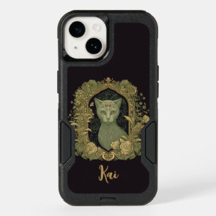 Elegant Forest Cat with Custom Name OtterBox iPhone 14 Case