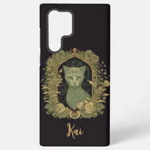 Elegant Forest Cat with Custom Name Samsung Galaxy S22 Ultra Case