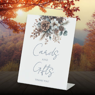 Elegant Forest Floral Pinecone Cards And Gifts Pedestal Sign