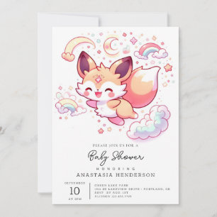 Elegant Forest Fox Baby Shower Invitation