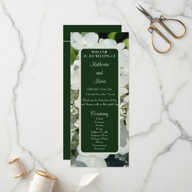 Elegant Forest Green Botanical Wedding Program (Front/Back In Situ)